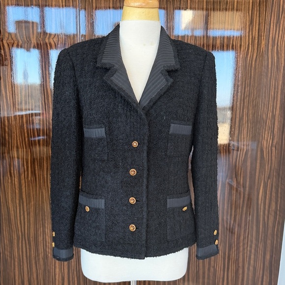 richard carriere Jackets & Blazers - Chic Black Women's Blazer with Gold Accents